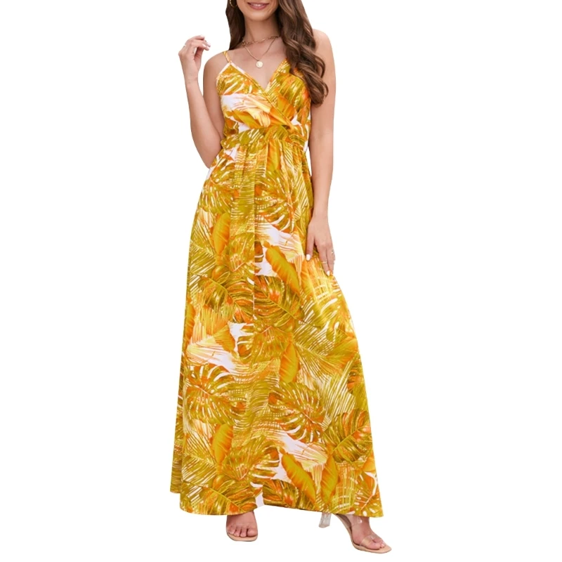 

Deep VNeck Dress Boho Long Maxi Dress Floral Maxi Dress Spaghetti Strap N2UE