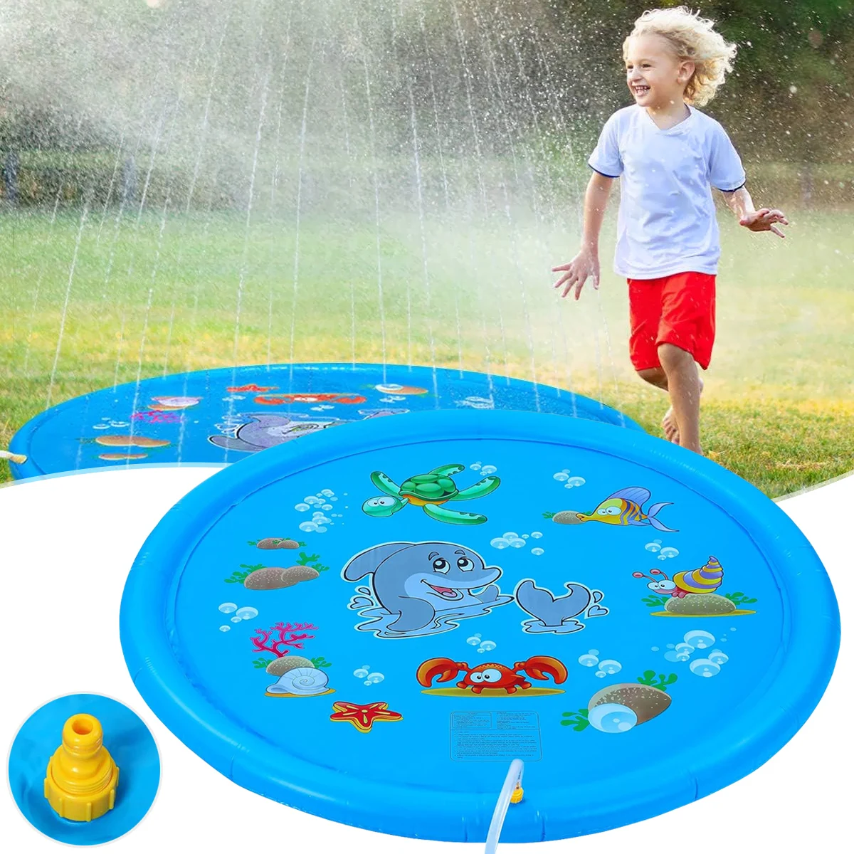 100cm Summer Pet Inflatable Swimming Pool Foldable Spray Mat Dogs Cat Kids Outdoor Interactive Fountain Toys inflatable swimming pool
