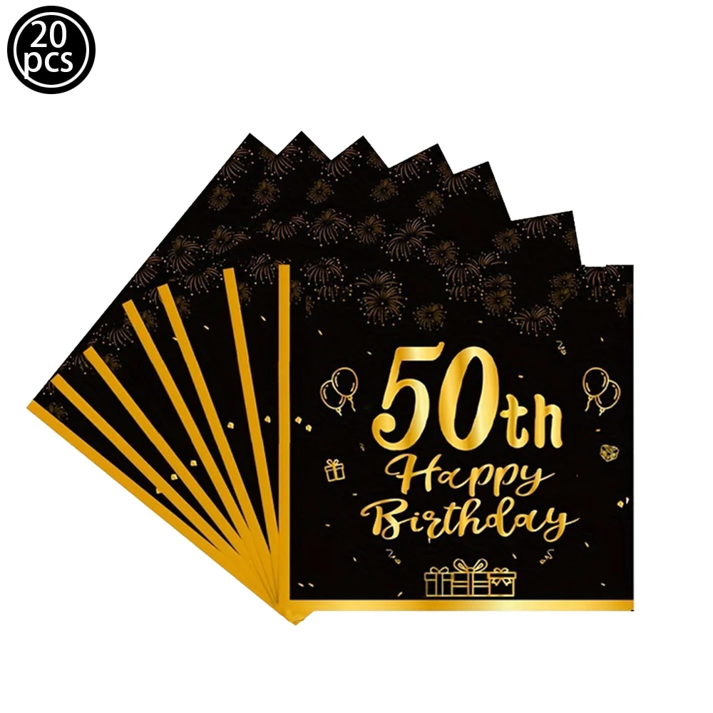 Black Gold Napkins Disposable Party Paper Napkins 30 40 50 60th Birthday Party Supplies Black and Gold Dinner Decorations