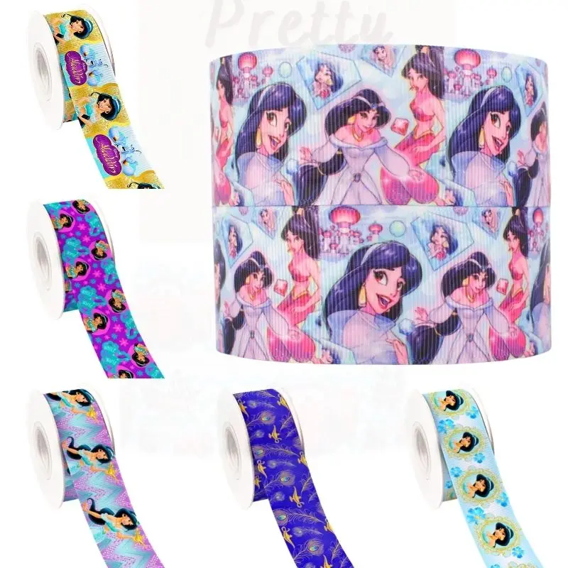 10yards Aladdin Disney Princess Jasmine Grosgrain Ribbon 25mm DIY Craft Supplies Gift Box Wraps