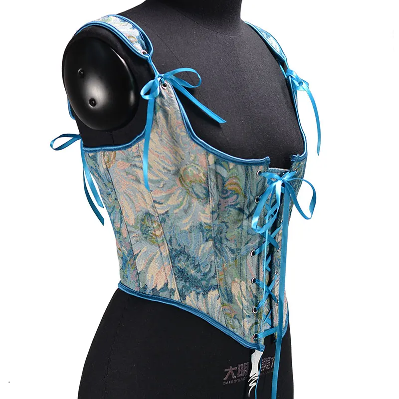 Short Lace Up Overbust Corset Crop Top 2022 Fashion Embroidery Straps Cami Cropped Top for Women