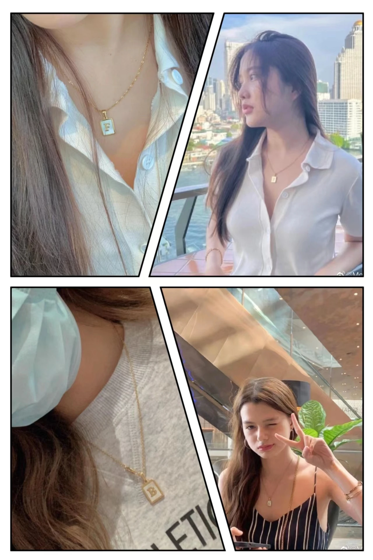 Freenbecky Same Couple Necklace INS Style Stainless Steel Letter Necklace Square Titanium Steel Initial English Letter Pendant