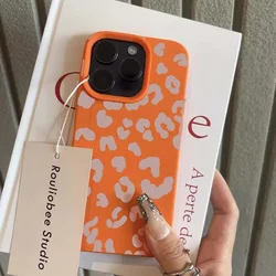 Minimalist Leopard Print Lichee Pattern Soft TPU Phone Case - iPhone 15 Plus (T11095 Orange)