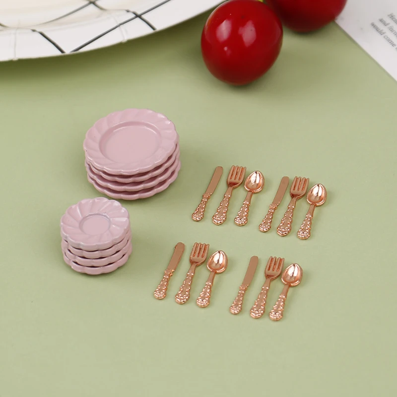 Vintage Dollhouse Miniatures Tableware Mini Cutlery Knife Fork Spoon Childrens Toy For Doll House Decor doll house toys 16Pcs/20Pcs