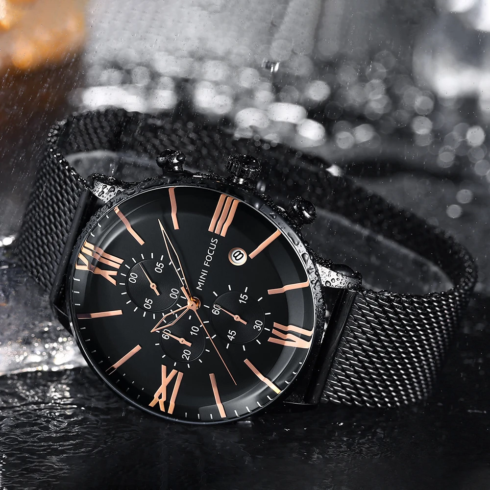 MINI FOCUS-reloj de cuarzo multifunción para hombre, cronógrafo de