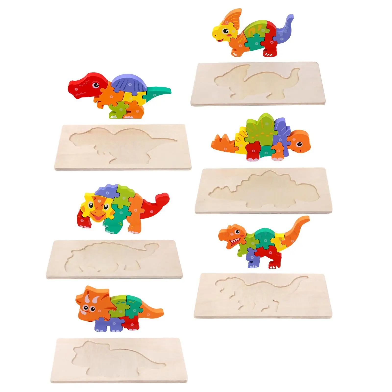 

Wooden Puzzles for Kids 3D Interactive Dino Puzzles Animal Jigsaw Toys for Toddler Preschool Infant 2 3 4 Years Old Girls Boys