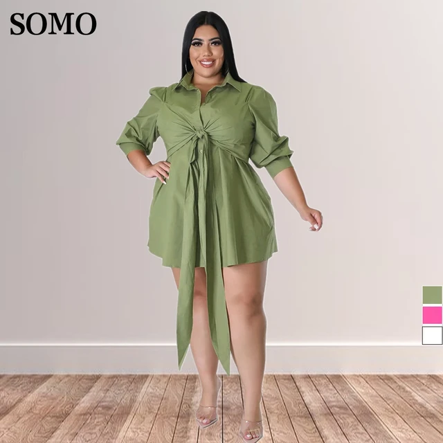 Plus Size Shirt Dresses Women  Ladies Plus Size Shirt Dresses - 2023  Ladies Plus - Aliexpress