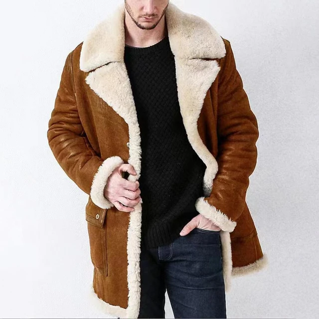 Veste d'hiver en Faux cuir pour homme, vêtement d'extérieur en peau de  mouton, Style européen, col en fourrure, doublure polaire, manteau chaud -  AliExpress