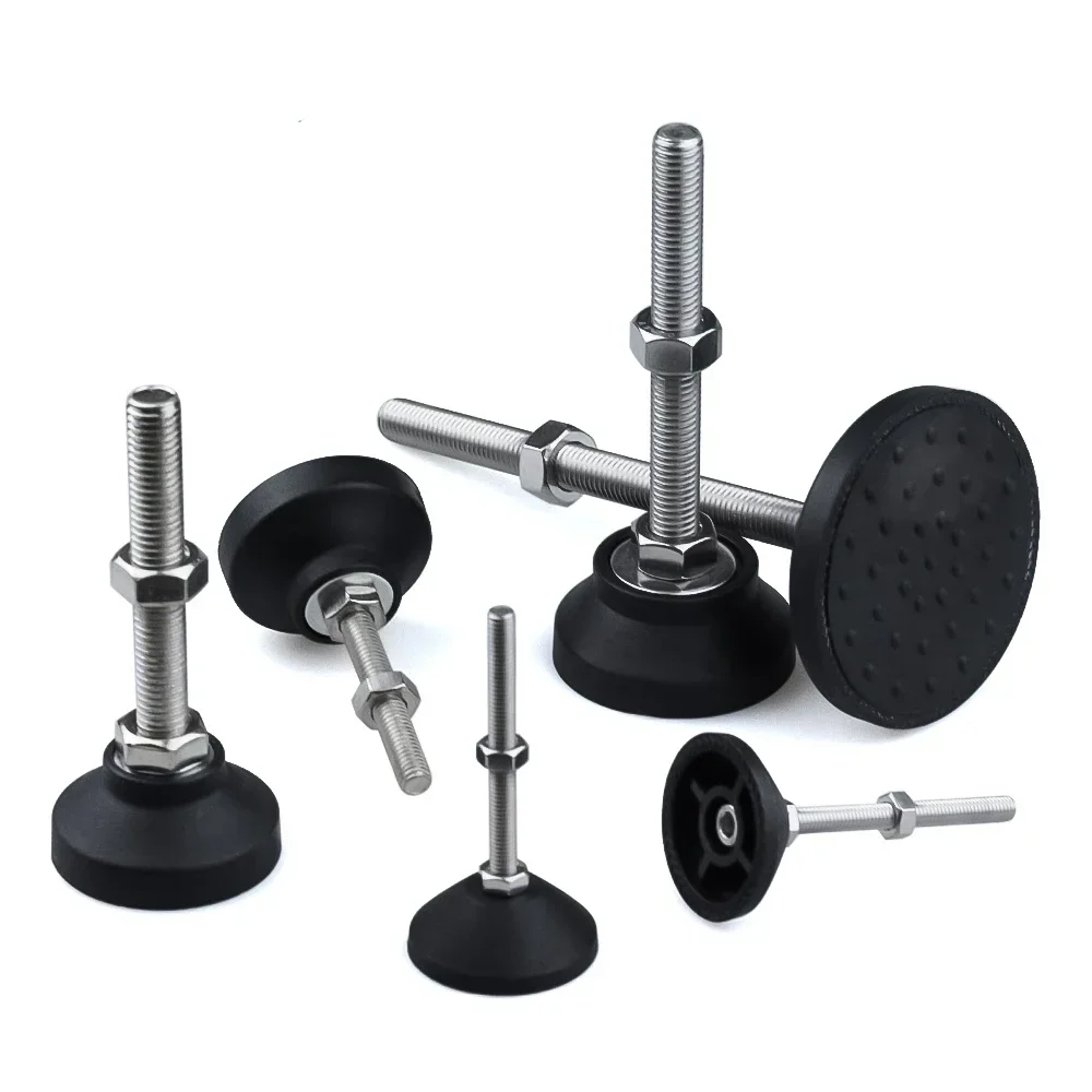 4Pcs M5 M6 조정 가능한 선반 다리 직경 30mm 스레드 유형 SS304 스테인레스 스틸 발 패드 레벨링 피트 회전베이스 관절 다리