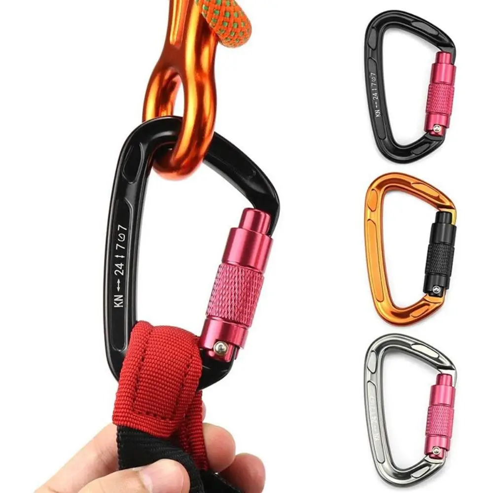 25KN Professional Carabiner Aluminum Key Hooks Climbing Buckle D Shape Key Hooks Outdoor Tool carabiner clips keychain carabiner