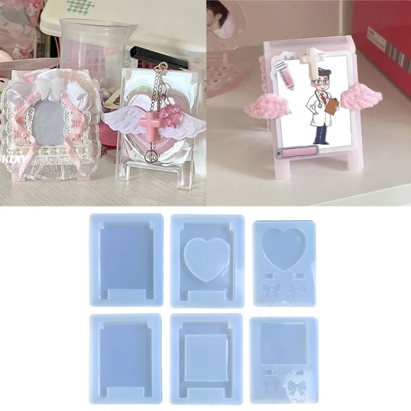 Resin Keychain Mold Silicone Foldable Plate Pendant Resin Mold Heart Photo Frame Silicone Mold DIY Jewelry Making Mold