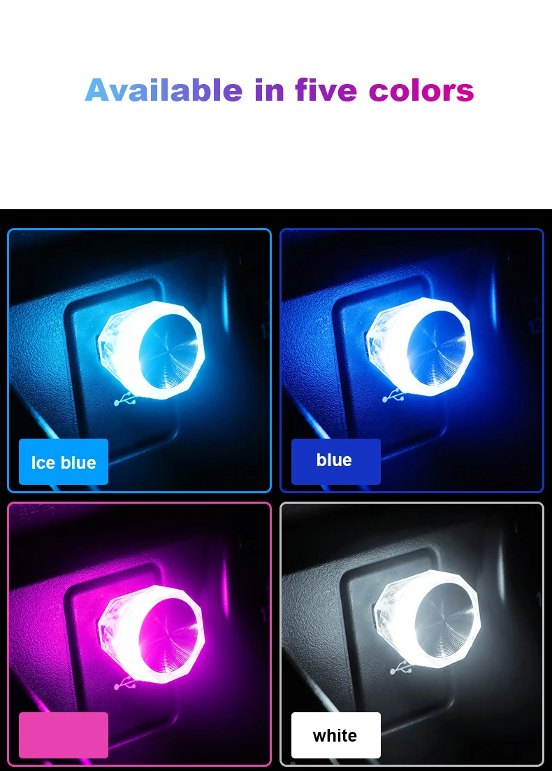 Description Picture 6 of itemPortable USB Plug Car Light Mini LED Colorful Ambient Light Neon Interior Lamps Auto Atmosphere Light Computer Car Accessory