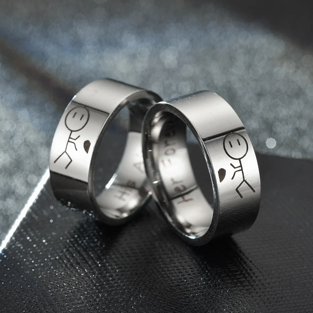 Titanium Steel Ring For Men Women Interesting Couple Ring Lovers Promise Ring Fashion Jewelry Brithday Christmas Gift Wholesale 3