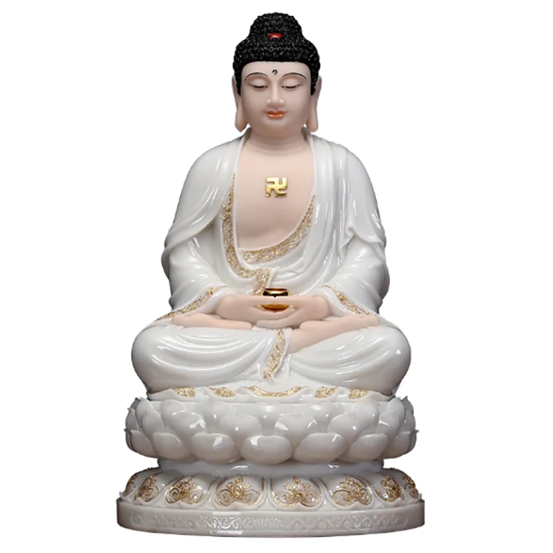 12 inch ceramic White Marble Sakyamuni Buddha decoration Feng Shui figure statue home decor Buddha statue