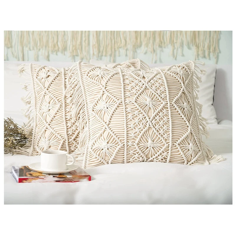 1 Set Of Boho Cushion Cover Pillow Cover Decor Lace Pillowcase Cotton Decorative Fringe