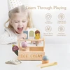 Wooden Ice Cream Toys Pretend Play Simulation Montessori Ice-cream Cone Kitchen Food Toys Preschool Educational for Kids Gifts 3