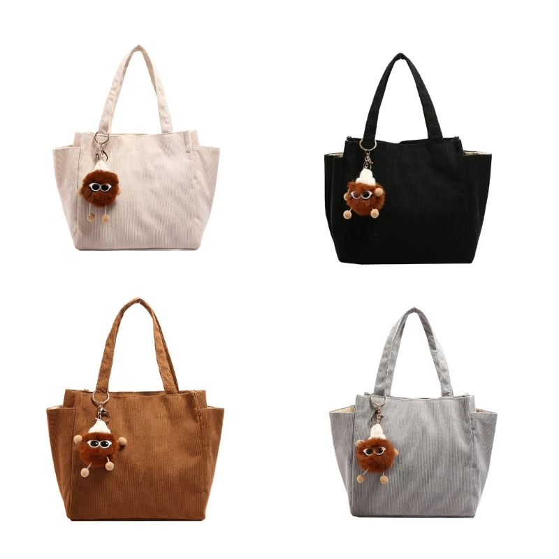

Women Corduroy Handbag Large Capacity Bag Student School Bag for Travel College