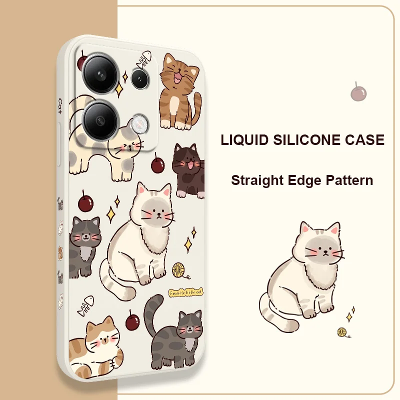 Adorable Cat Liquid Silicone Phone Case Cover