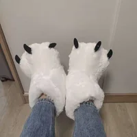 Women Winter Warm Slippers Cute Creative Bear Claw Shoes Girls Couples Indoor Furry Cotton Snow Boots Female Faux Fur Slides - Image 3