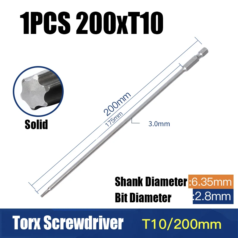 estendido torx chave de fenda bit hex