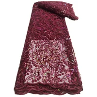 Nigerian Sequins Lace Fabric 2025 High Quality African Lace French Tulle Sequin Embroidery Lace Fabrics For Party Wedding dress 2