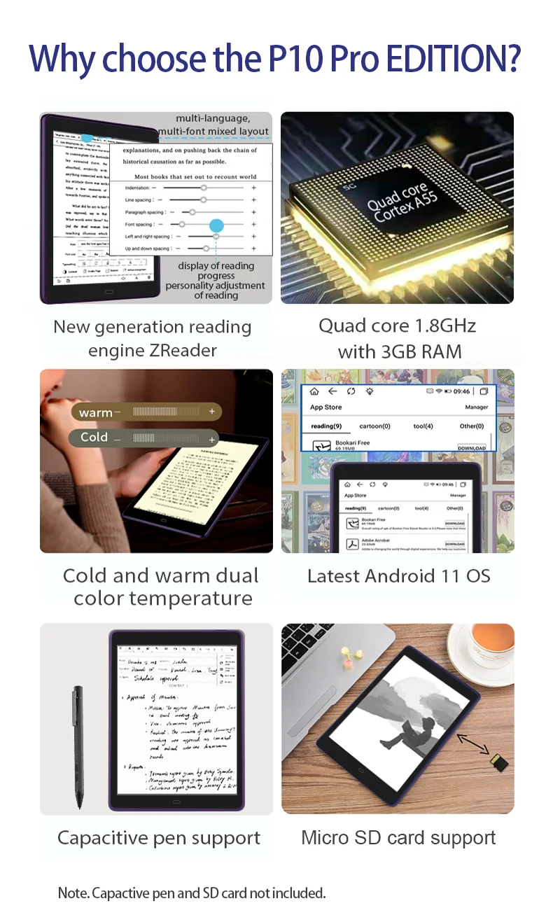 product Meebook P10 Pro Edition 10.3-inch E-Ink 300PPI screen tablet ebook ereader Android 11 e-lnk smartphone notepad