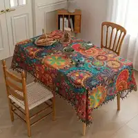 1pc Waterproof Table Cloth Colored Tassel Dustproof Tablecloth for  Party Outdoor Picnic 1