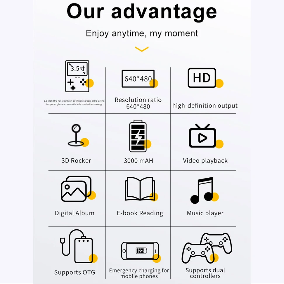 GB350 game console has over 20000 built-in games and supports functions such as e-books, music players, video players, etc 2
