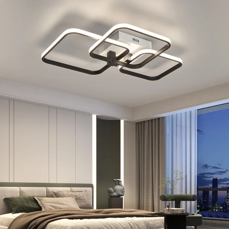 

Acrylic Aluminium Ceiling Lights Modern Minimalist Hotel Hall Living Room Bedroom Decor Lighting Black Square Shape LED Lamp