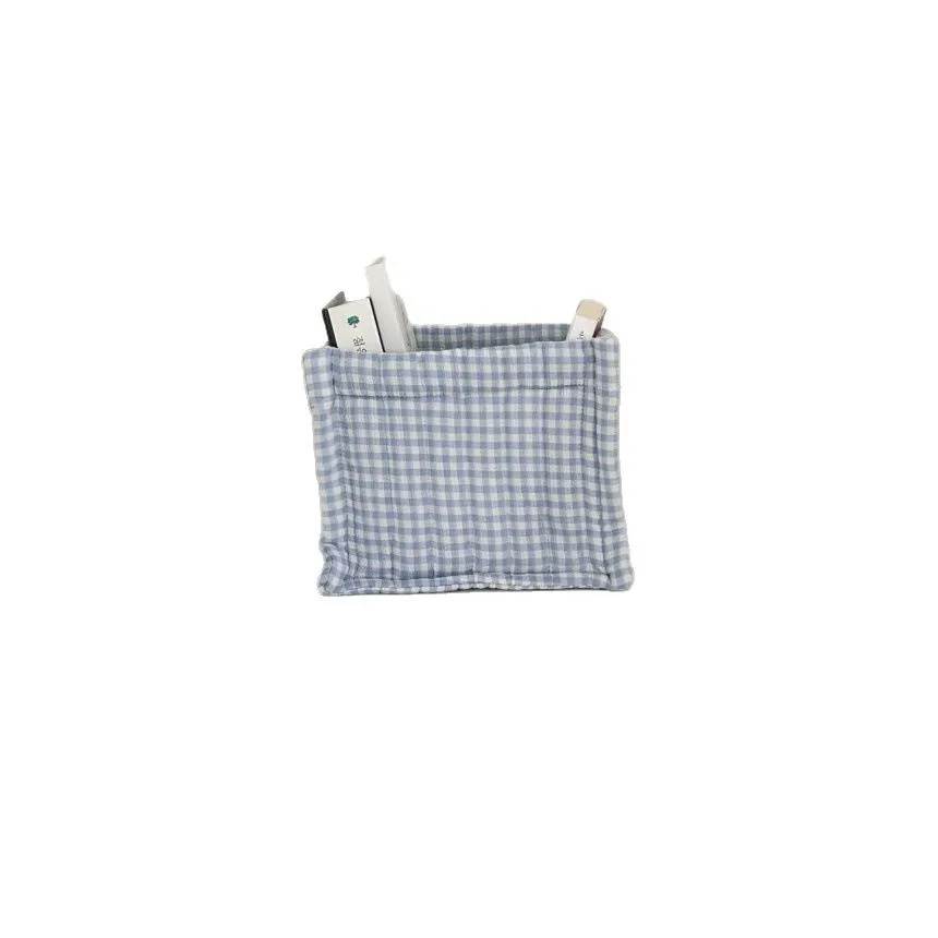 Ins Plaid Quilted Fabric Desktop Storage Box Underwear Socks Storage Basket Dormitory Sundries Storage Basket 5