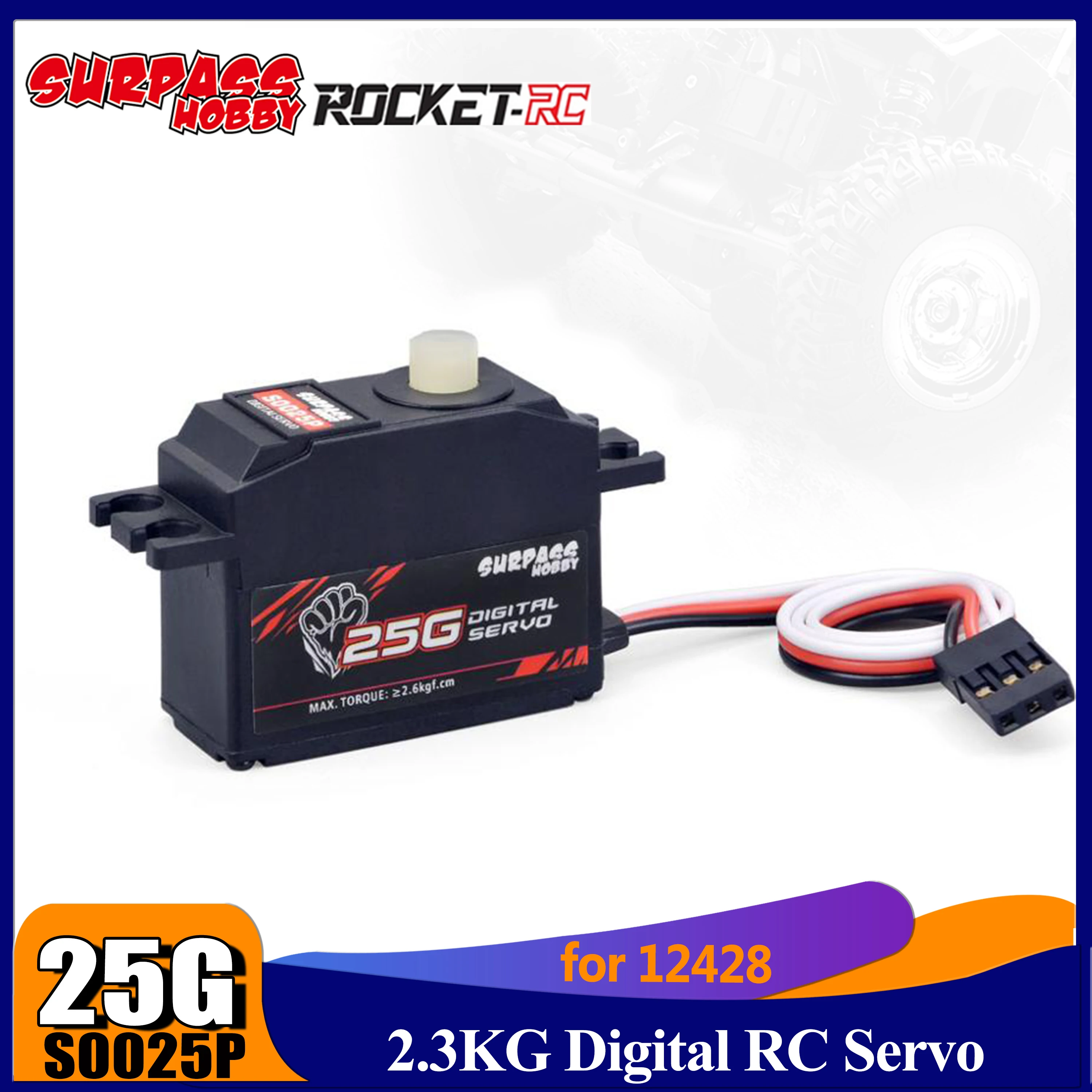 

25g RC Servo 12428 Plastic Gear 2.3KG Digital Servo for RC Car Airplane Robot 1/12 RC Monster Car Boat RC Model Toys Accesorries