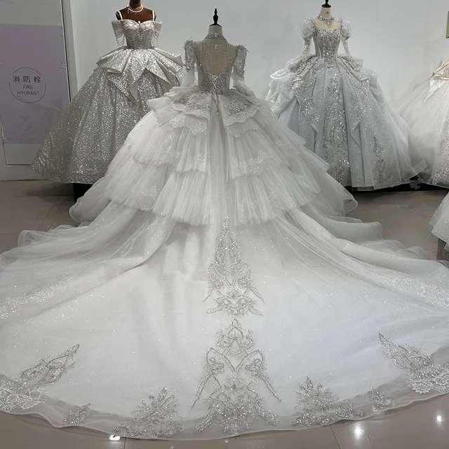 Jancember Gorgeous Chapel Train Ball Gown Wedding Dresses 2024 Elegant Square Collar Beading Bridal Gown vestidos de novia XS57 2