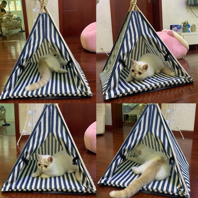Pet Tent House Cat Bed Portable Dog Cat Teepee Portable Puppy Kitten Indoor Outdoor Kennels For Pet Cats Tent Small Animals Bed 5