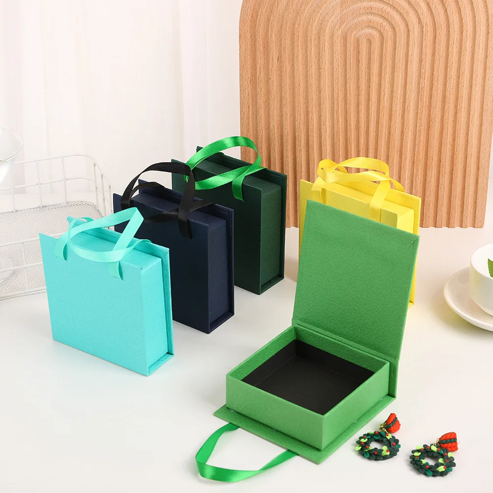 10pcs Flip Kraft Paper Box Portable Jewelry Packaging Earrings Ring  Luxury Jewelry Storage Cases Can Custom Logo Printed