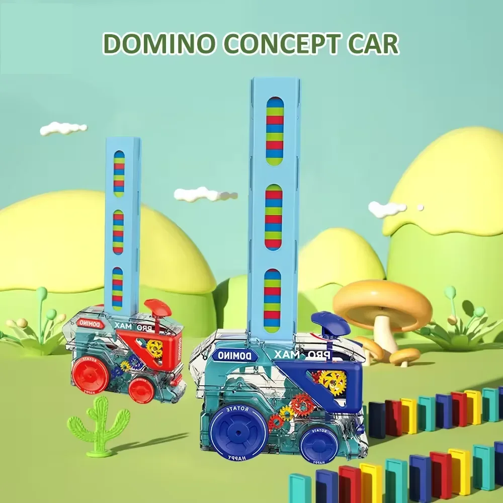 Domino Train for Kids Automatic Laying Electric Car Colorful Dominoes Set Brick Blocks Kits Games Educational Toys Girl Boy Gift