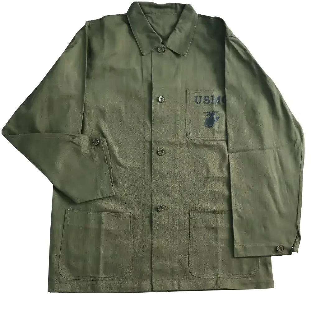 WW2 USMC M1944 HBT 上下　XL 米軍　海兵隊 USMC WWII M-1944 OD HBT ユーティリティー ジャケット/実物・良の上