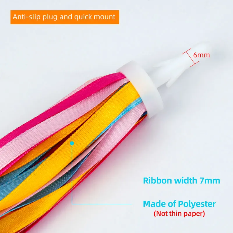 2pcs 32 Ribbons Each Side Kids Bicycle Balance Scooter Handlebar Plug Mount Streamers Boys Girls Baby Bike Decoration Tassels