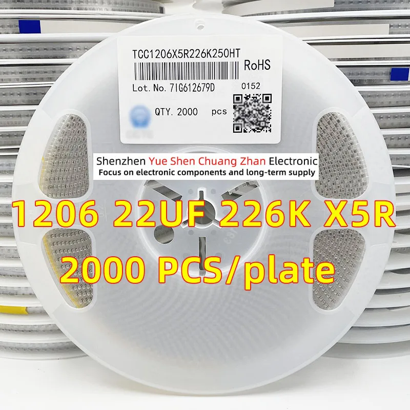 Patch Capacitor 1206 22UF 226K 16V 25V Error 10% Material X5R Genuine capacitor（Whole Disk 2000 PCS）