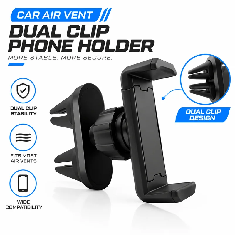 Universal Car Phone Holder with Air Vent Mount Clip – Secure Stand