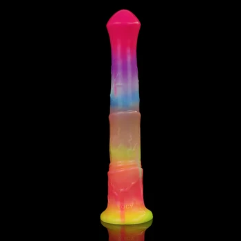 YOCY Long Horse Dildo Cartoon Mulit Color Glowing In Dark Silicone Sexy Toy For Male Anal Massager Aniamal Cock Dildos Sex Shop 2