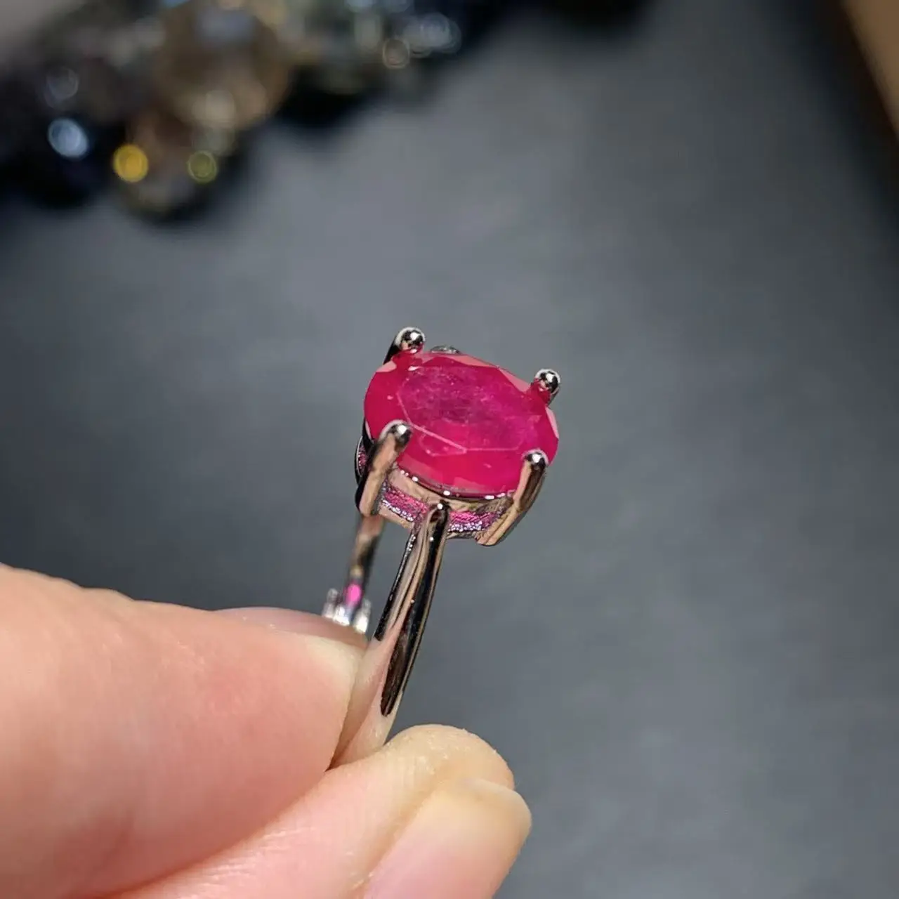 8*6MM Extravagant Natural Ruby Ring Adjustable Female Ring Jewelry for Women Gift Wholesale High Quality Vintage Fine