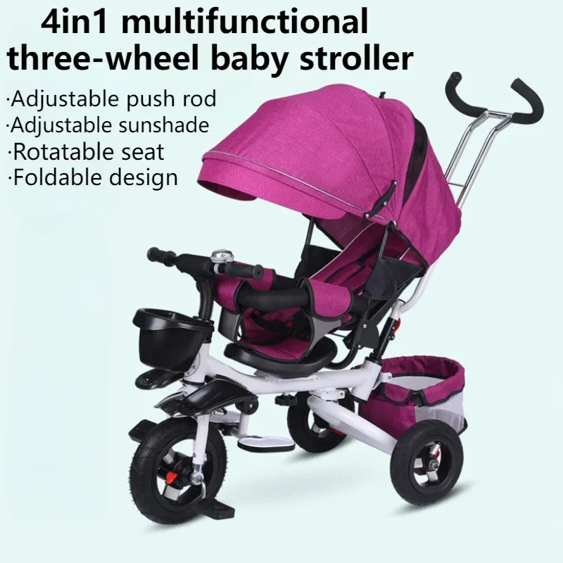 Children's tricycle can lie down folding bicycles baby carts baby strollers.
