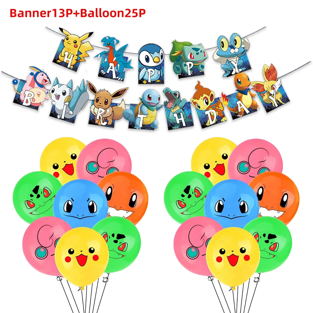 TAKARA TOMY Pikachu Pokemon Birthday Decoration Disposable Cutlery Cup Plate Napkin Tablecloth Bag Baby Shower Party Supplies