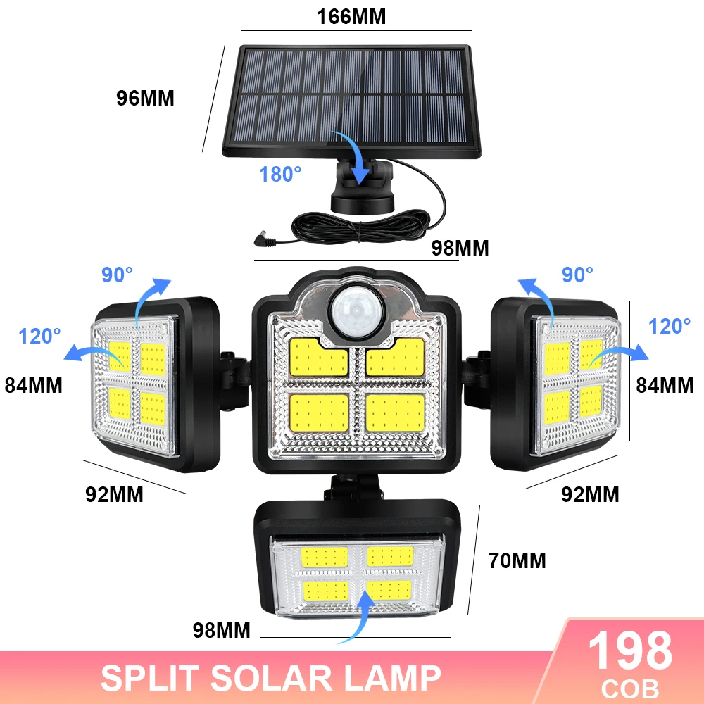 solar powered led lights 40W Solar PIR Motion Sensor Light 198LED Outdoor Garden Wall Lamp 192COB with Remote Waterproof Security Lights 3 Modes Lighting solar flood lights outdoor Solar Lamps