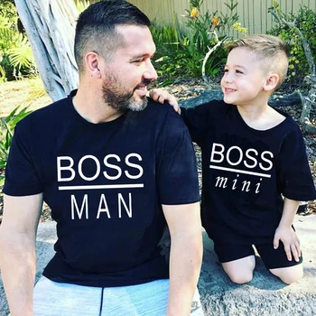 New Boss Man And Boss Mini Father And Son T Shirt Summer King Prince Big Men Little Men Me And Dad Clothes Family Clothing