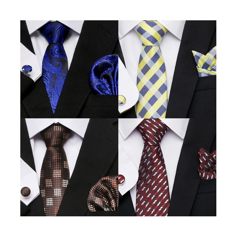 2023 New Design Many ColorHot sale Wedding Present Tie Pocket Squares Set Necktie  Suit Accessories Floral Gray Men lover's day