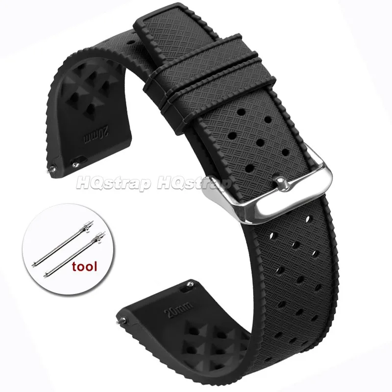 Breathable Waterproof Silicone Sport Watch Strap - Multi-Color Replacement Band