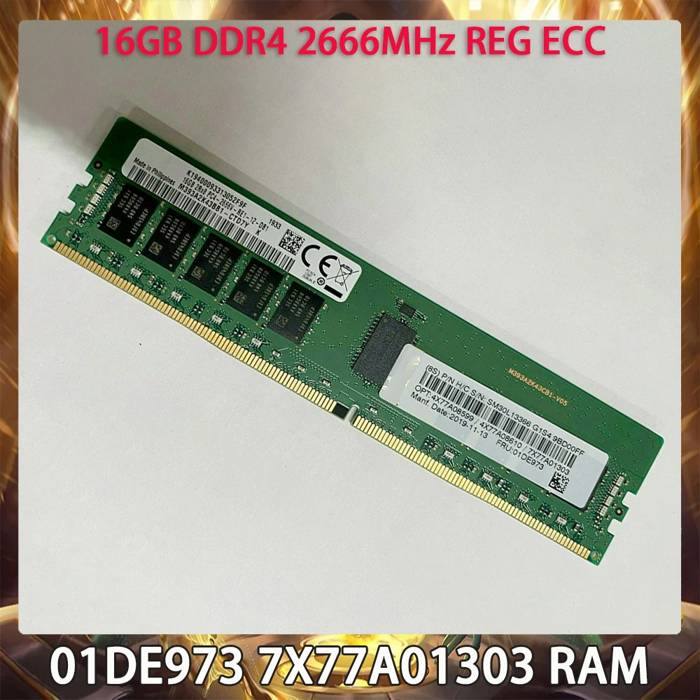 

RAM 01DE973 7X77A01303 16GB DDR4 2666MHz REG ECC 2RX8 PC4-2666V Server Memory Works Perfectly Fast Ship High Quality