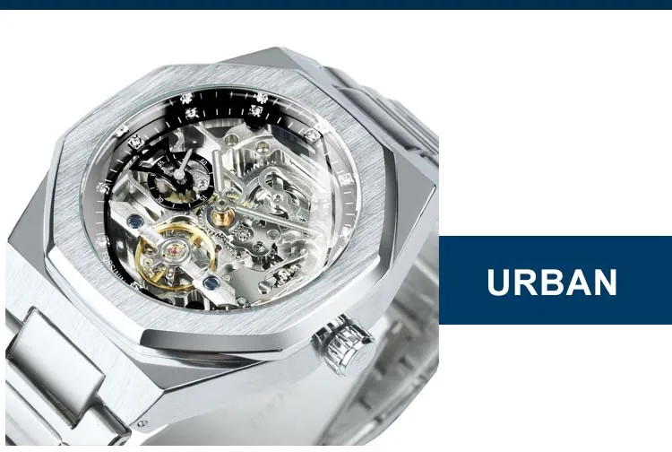 Tonneau Moon Phase Automatic Watch for Men Luxury Brand Tourbillon Skeleton Mechanical Watches Leather Belt Luminous Hands Clock