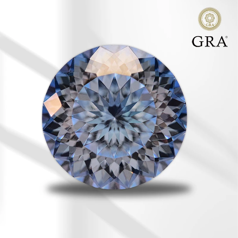 

Moissanite Stone 100 Faces Cut Round Shape Ice Blue Color with GRA Certificate for Top Charms Beads Jewelry Making Ring Material